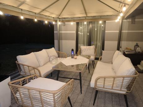 Zestaw rattanowy rope z dużym stolikiem dla 8 osób Torgiano Grande naturalny