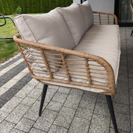 Zestaw rattanowy rope z dużym stolikiem dla 8 osób Torgiano Grande naturalny