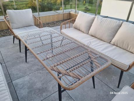 Zestaw rattanowy rope z dużym stolikiem dla 8 osób Torgiano Grande naturalny