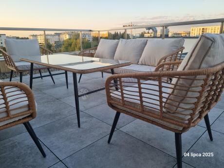 Zestaw rattanowy rope z dużym stolikiem dla 8 osób Torgiano Grande naturalny