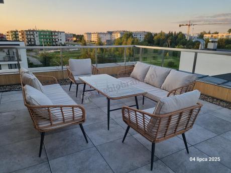 Zestaw rattanowy rope z dużym stolikiem dla 8 osób Torgiano Grande naturalny