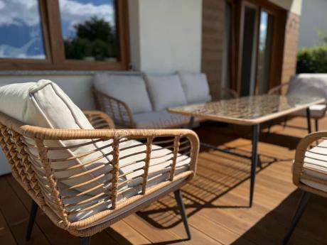 Zestaw rattanowy rope z dużym stolikiem dla 8 osób Torgiano Grande naturalny