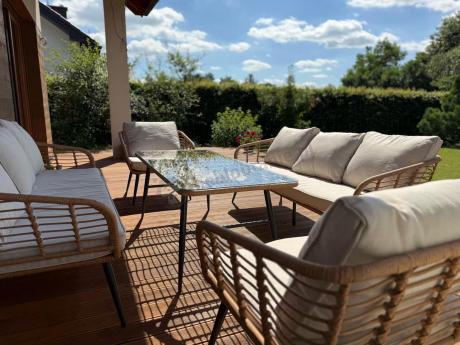 Zestaw rattanowy rope z dużym stolikiem dla 8 osób Torgiano Grande naturalny