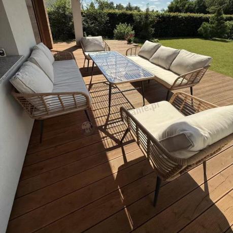 Zestaw rattanowy rope z dużym stolikiem dla 8 osób Torgiano Grande naturalny