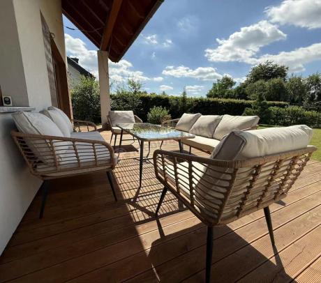 Zestaw rattanowy rope z dużym stolikiem dla 8 osób Torgiano Grande naturalny