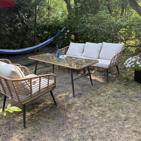 Zestaw rattanowy rope z dużym stolikiem dla 8 osób Torgiano Grande naturalny