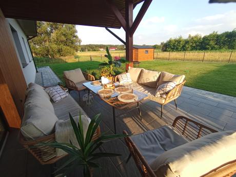 Zestaw rattanowy rope z dużym stolikiem dla 8 osób Torgiano Grande naturalny