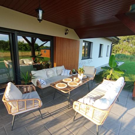 Zestaw rattanowy rope z dużym stolikiem dla 8 osób Torgiano Grande naturalny