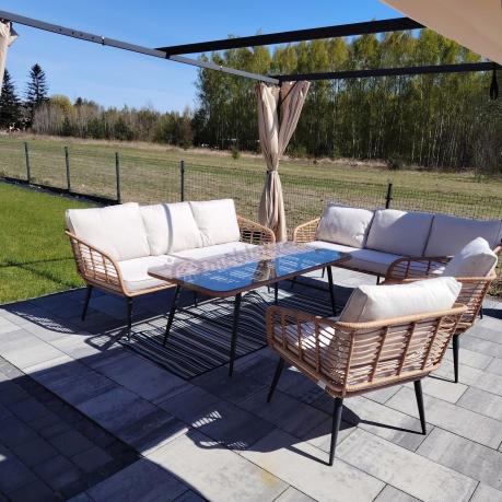 Zestaw rattanowy rope z dużym stolikiem dla 8 osób Torgiano Grande naturalny