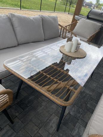 Zestaw rattanowy rope z dużym stolikiem dla 8 osób Torgiano Grande naturalny