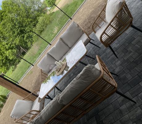 Zestaw rattanowy rope z dużym stolikiem dla 8 osób Torgiano Grande naturalny