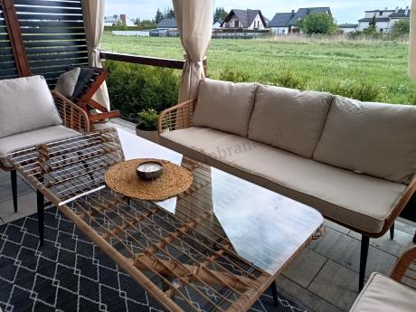 Zestaw rattanowy rope z dużym stolikiem dla 8 osób Torgiano Grande naturalny