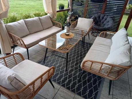 Zestaw rattanowy rope z dużym stolikiem dla 8 osób Torgiano Grande naturalny