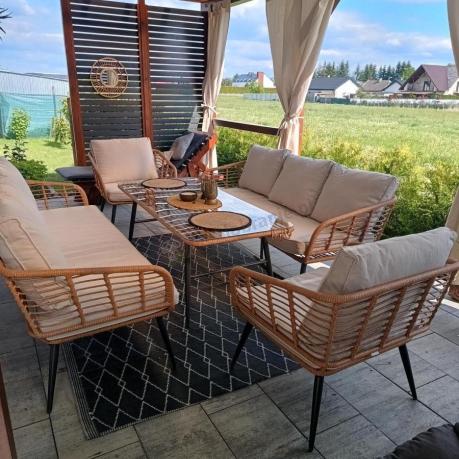 Zestaw rattanowy rope z dużym stolikiem dla 8 osób Torgiano Grande naturalny