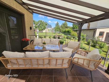 Zestaw rattanowy rope z dużym stolikiem dla 8 osób Torgiano Grande naturalny