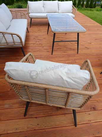 Zestaw rattanowy rope z dużym stolikiem dla 8 osób Torgiano Grande naturalny