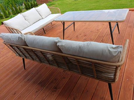 Zestaw rattanowy rope z dużym stolikiem dla 8 osób Torgiano Grande naturalny