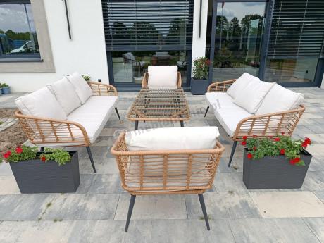 Zestaw rattanowy rope z dużym stolikiem dla 8 osób Torgiano Grande naturalny