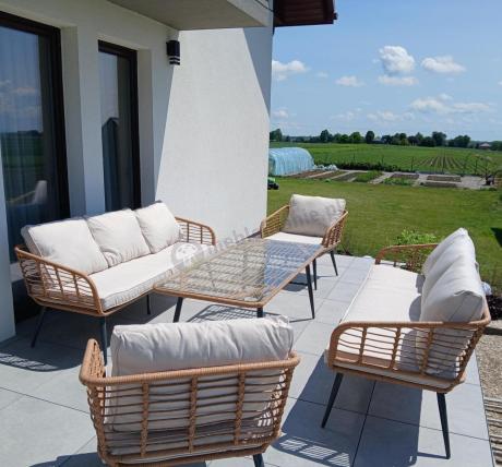 Zestaw rattanowy rope z dużym stolikiem dla 8 osób Torgiano Grande naturalny