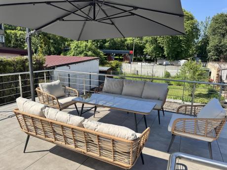 Zestaw rattanowy rope z dużym stolikiem dla 8 osób Torgiano Grande naturalny