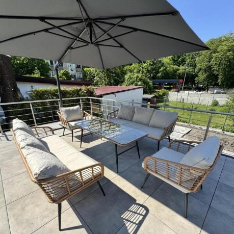 Zestaw rattanowy rope z dużym stolikiem dla 8 osób Torgiano Grande naturalny