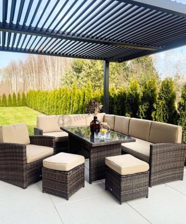Zestaw technorattanowy na taras dla 10 osób Cofete Brown Plus