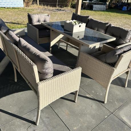 Zestaw technorattanowy z wysokim stołem Perata Grande Light Grey