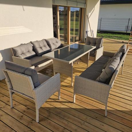 Zestaw technorattanowy z wysokim stołem Perata Grande Light Grey