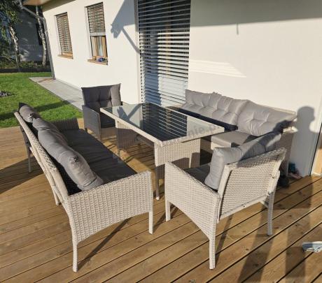 Zestaw technorattanowy z wysokim stołem Perata Grande Light Grey