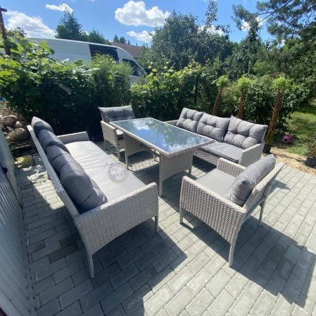 Zestaw technorattanowy z wysokim stołem Perata Grande Light Grey