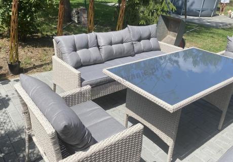 Zestaw technorattanowy z wysokim stołem Perata Grande Light Grey