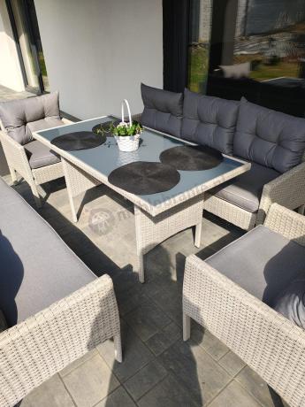 Zestaw technorattanowy z wysokim stołem Perata Grande Light Grey