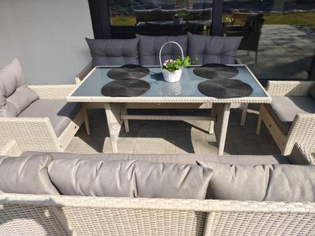 Zestaw technorattanowy z wysokim stołem Perata Grande Light Grey