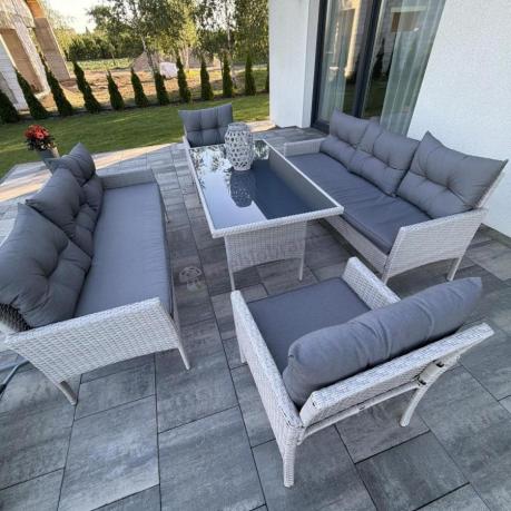 Zestaw technorattanowy z wysokim stołem Perata Grande Light Grey