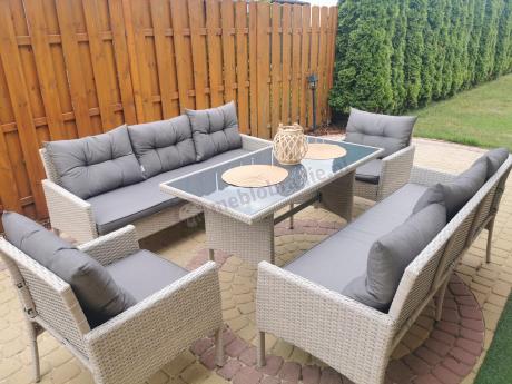Zestaw technorattanowy z wysokim stołem Perata Grande Light Grey