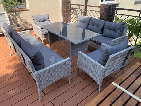 Zestaw technorattanowy z wysokim stołem Perata Grande Light Grey