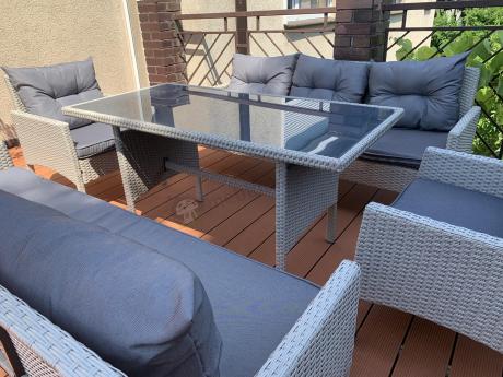 Zestaw technorattanowy z wysokim stołem Perata Grande Light Grey