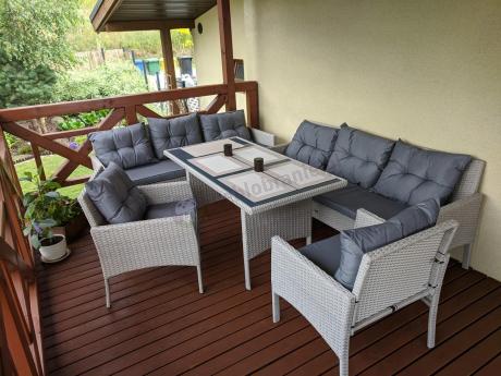Zestaw technorattanowy z wysokim stołem Perata Grande Light Grey