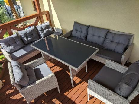 Zestaw technorattanowy z wysokim stołem Perata Grande Light Grey