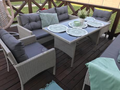 Zestaw technorattanowy z wysokim stołem Perata Grande Light Grey