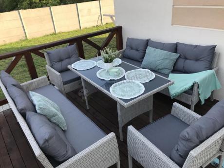 Zestaw technorattanowy z wysokim stołem Perata Grande Light Grey
