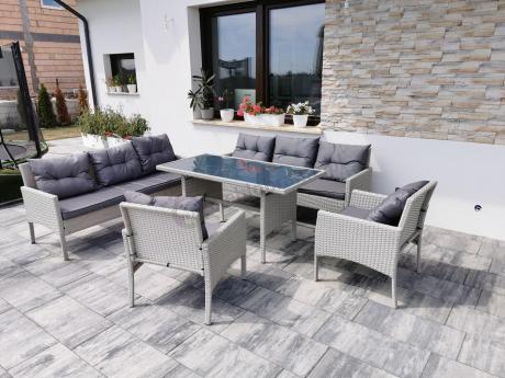 Zestaw technorattanowy z wysokim stołem Perata Grande Light Grey