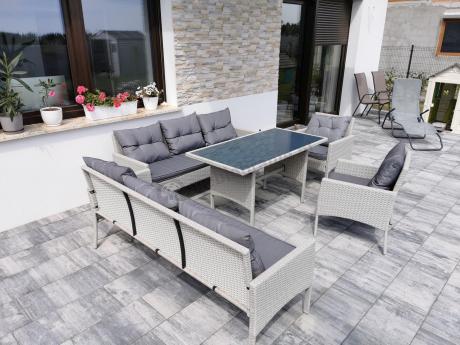 Zestaw technorattanowy z wysokim stołem Perata Grande Light Grey