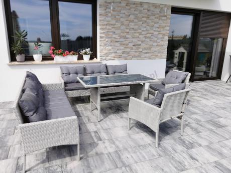 Zestaw technorattanowy z wysokim stołem Perata Grande Light Grey