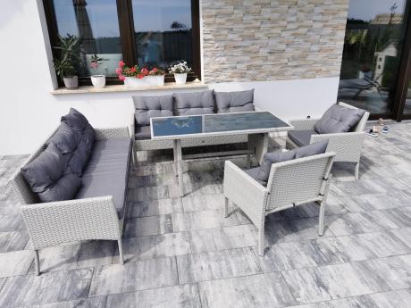 Zestaw technorattanowy z wysokim stołem Perata Grande Light Grey