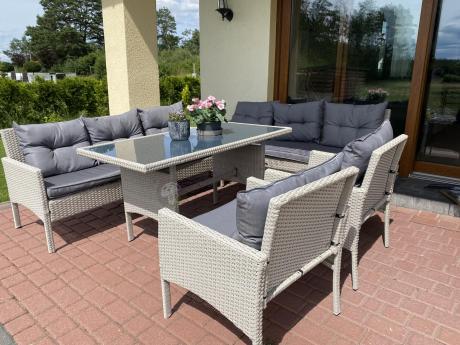 Zestaw technorattanowy z wysokim stołem Perata Grande Light Grey