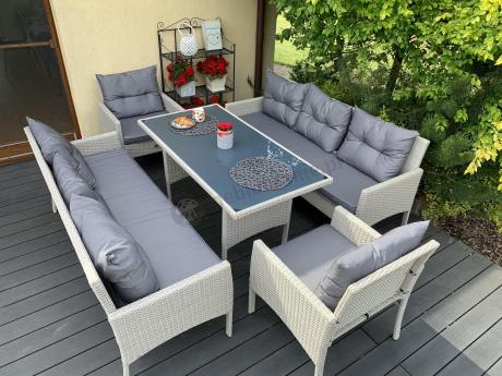 Zestaw technorattanowy z wysokim stołem Perata Grande Light Grey