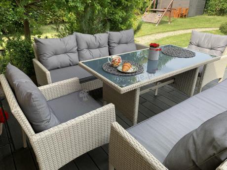 Zestaw technorattanowy z wysokim stołem Perata Grande Light Grey