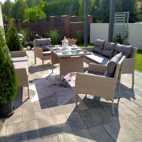 Zestaw technorattanowy z wysokim stołem Perata Grande Light Grey