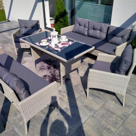 Zestaw technorattanowy z wysokim stołem Perata Grande Light Grey